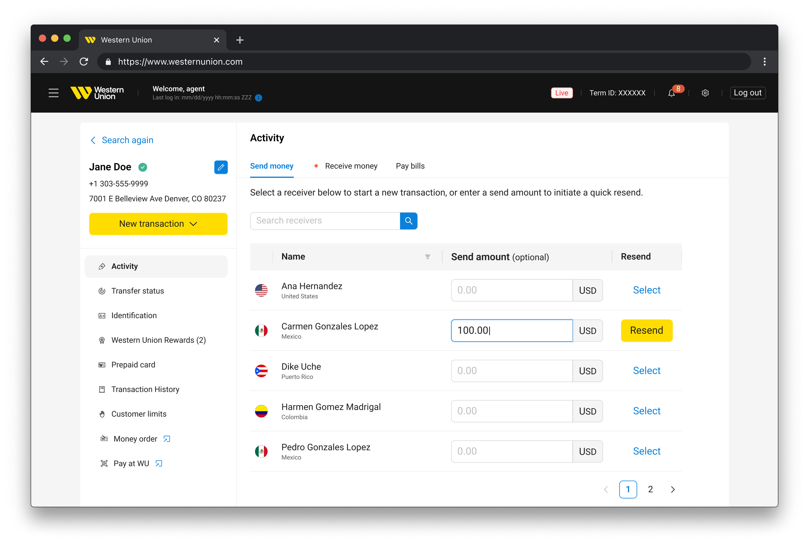 Western Union Quick Resend — final UI